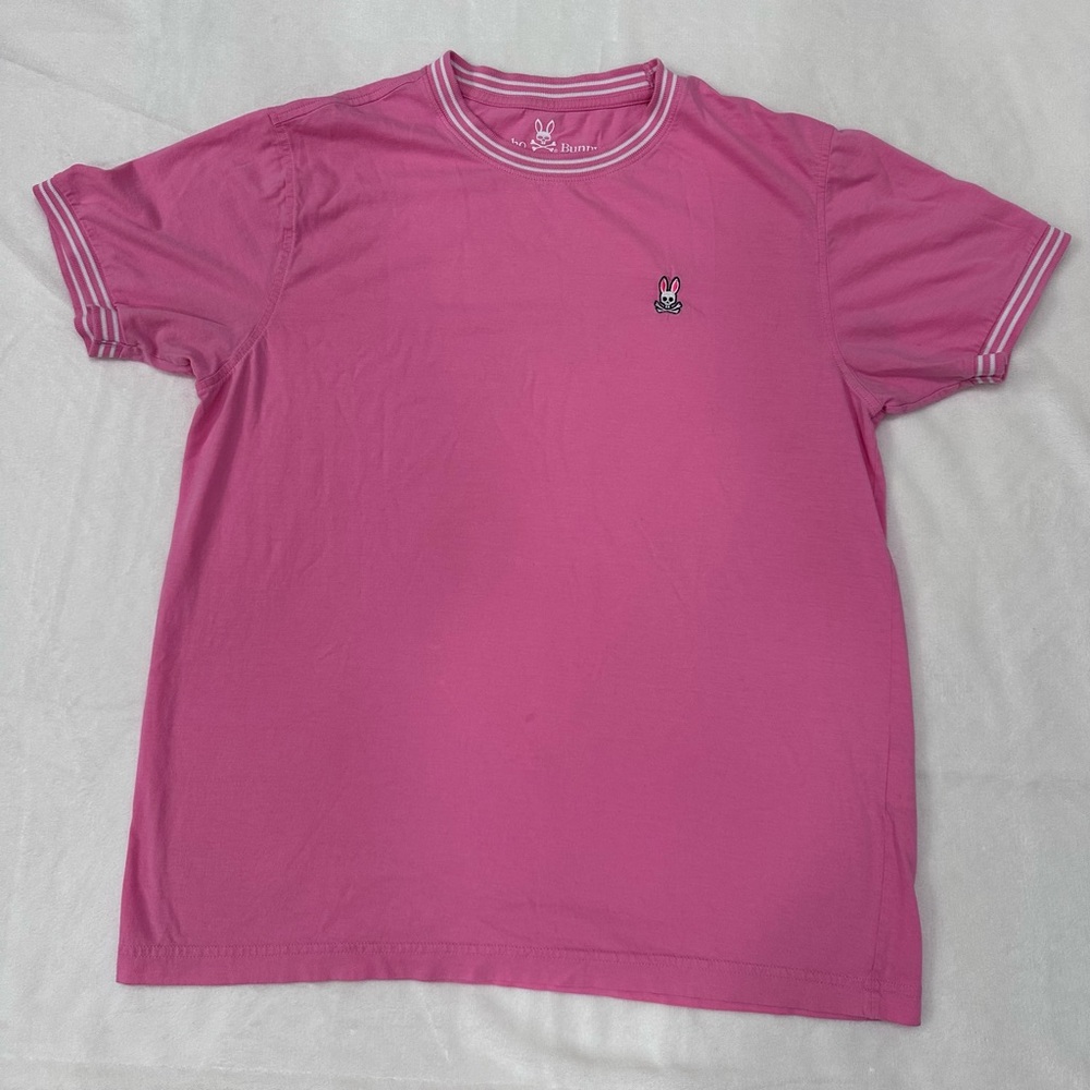 Psycho Bunny crew neck t-shirt for men in bright pink. Size 5